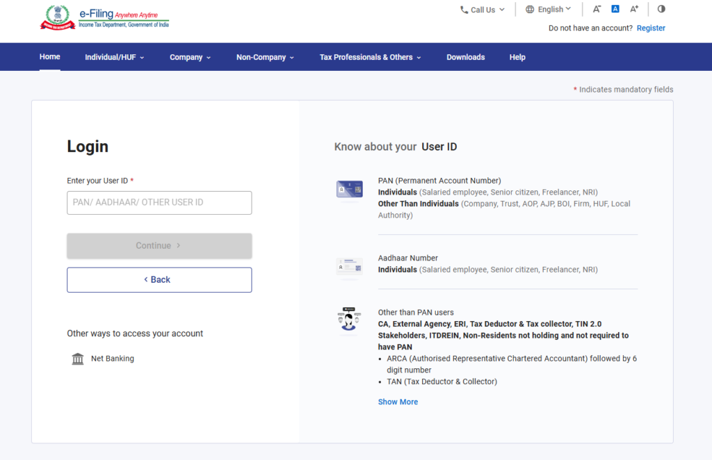 How to Login to the Income Tax Portal
