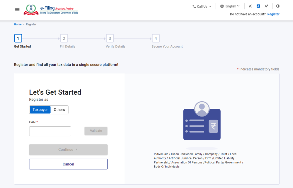 How to Create an Income Tax Login Account